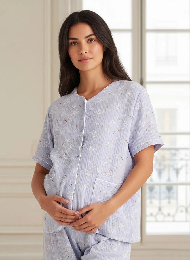 سبلاش فيڤ طقم بيجاما للحوامل قميص وبنطلون قطن